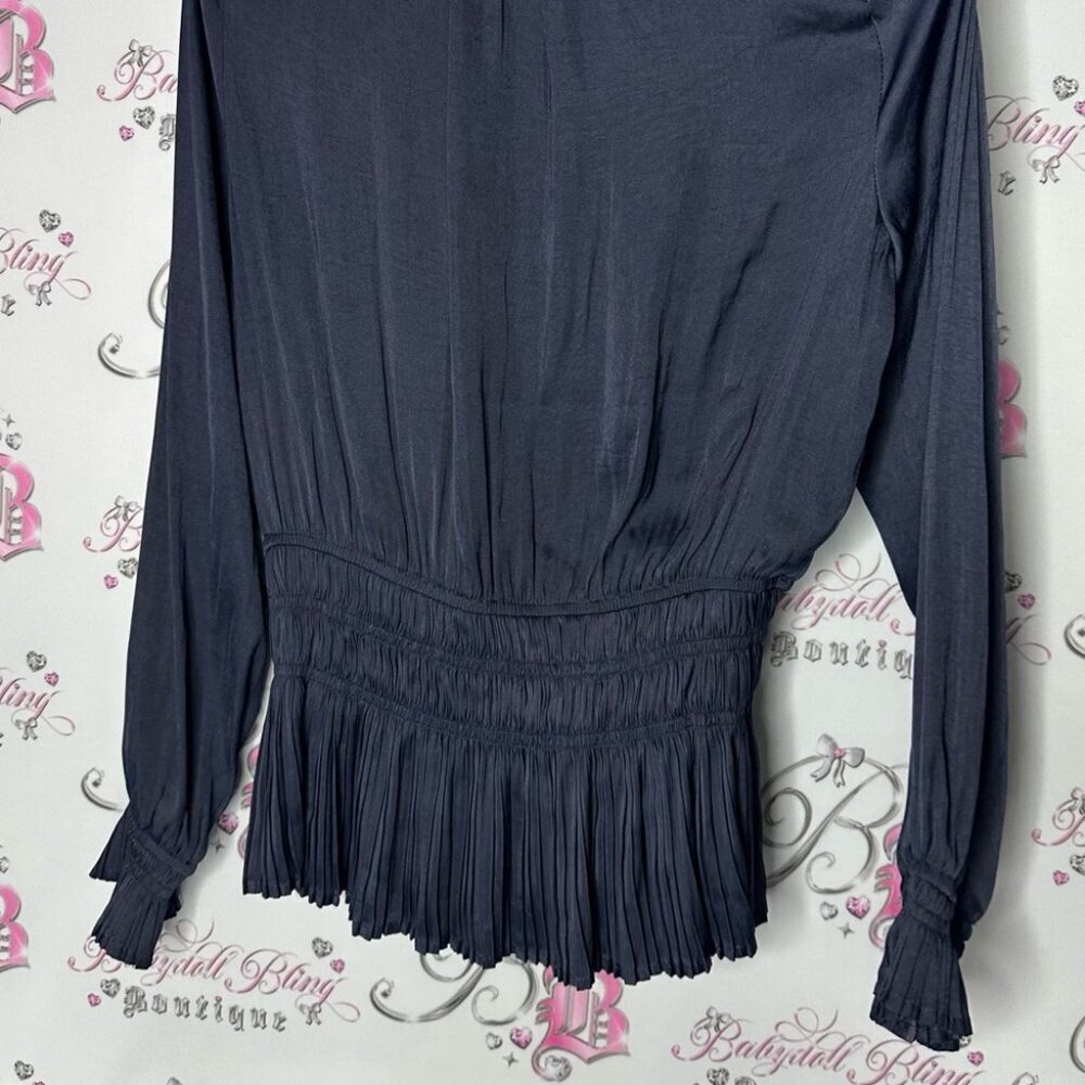 Philosophy top long sleeve blue luxury Elegant Navy Blouse - Picture 4 of 6